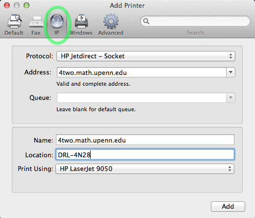 how to add a printer on a mac through ip address