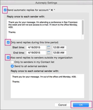 out of office on mac outlook