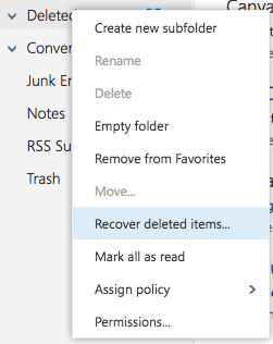 owa deleted items recovery